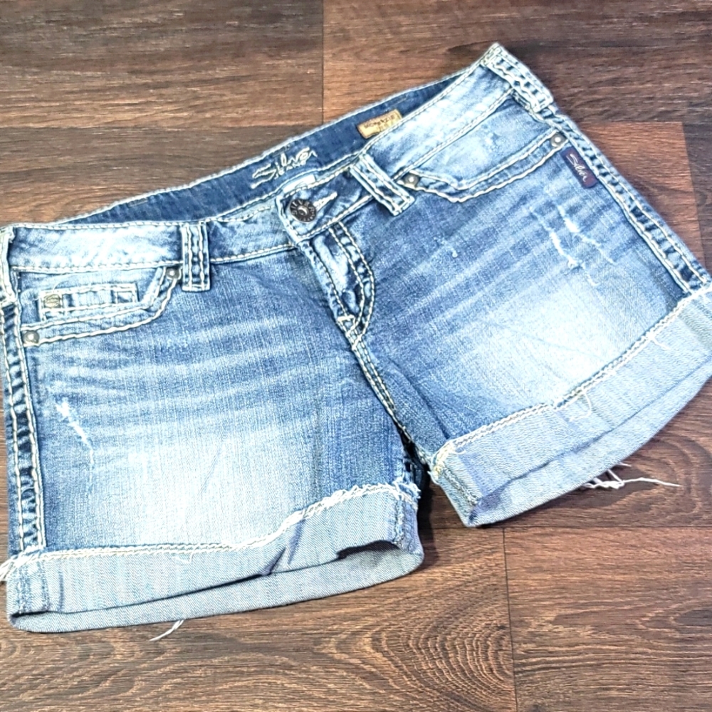 Silver jean shorts